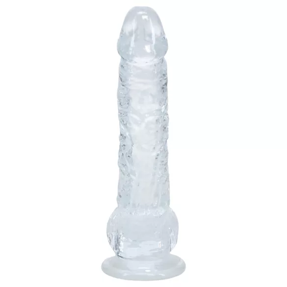 RealRock - verklighetstroget dildo med pung (genomskinlig) - 12,7 cm