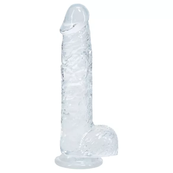 RealRock - verklighetstroget dildo med pung (genomskinlig) - 12,7 cm
