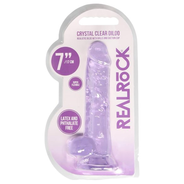 RealRock - realistisk dildo - genomskinlig lila - 17 cm