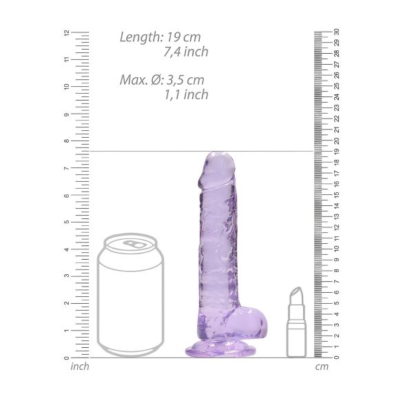 RealRock - realistisk dildo - genomskinlig lila - 17 cm