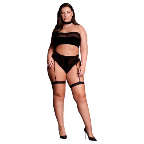 Le Désir Plus Size - 3-delad underklädesset - svart (XL-4XL)
