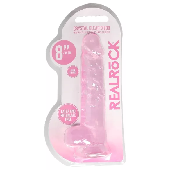 RealRock - realistisk dildo - transparent rosa - 19 cm