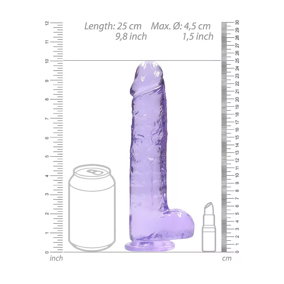 RealRock - realistisk dildo - genomskinlig lila - 22cm