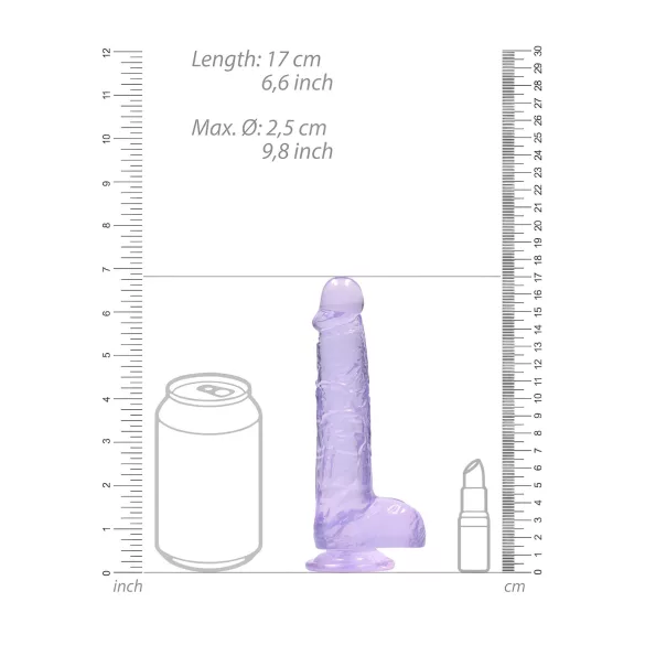 RealRock - dildo realistisk - transparent lila - 15 cm