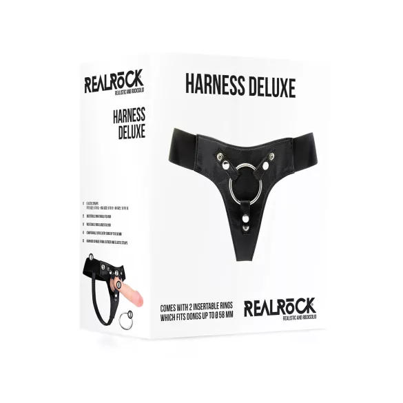 RealRock Deluxe - sele för strap-on - svart