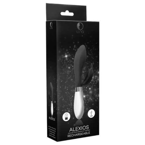 Alexios - vibrator med klitorisstimulering - fjärilsdesign - svart
