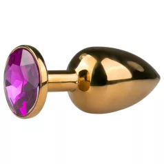  EasyToys Metal No.1 - analplug i konform med lila sten (guld, 2,5 cm)