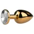 Easytoys Metal No.1 - analplugg i guld med vit sten, konformad (2,5 cm)