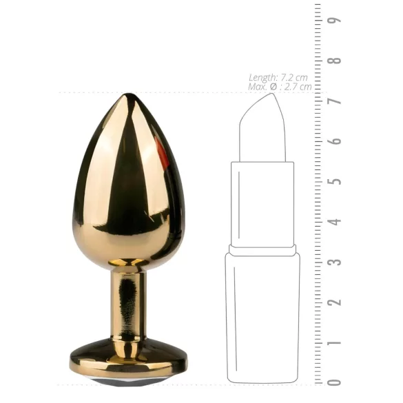 Easytoys Metal No.1 - analplugg i guld med vit sten, konformad (2,5 cm)