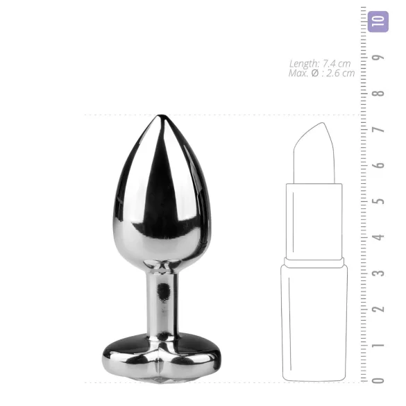 Easytoys - analplugg med hjärtformad sten - metall silver/vit