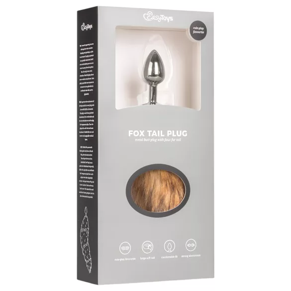 Easytoys - analplugg med rävsvans - metall - silver/röd