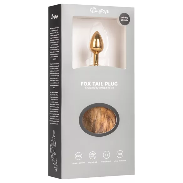 Easytoys Fox NO1 - metall analplugg med rävsvans - guld/röd