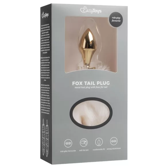 Easytoys Fox NO13 - metall analplugg med rävsvans - guld/vit