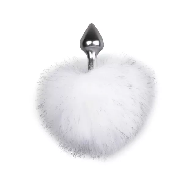 Easytoys Bunny NO1 - analplugg med kaninsvans - metall silver/vit