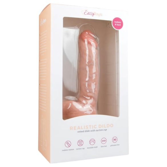 Easytoys - dildo med sugpropp och kulor - 22,5 cm - natur