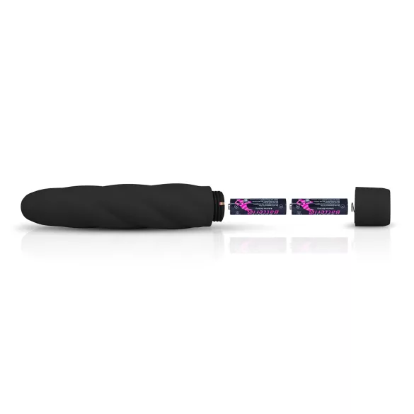 Easytoys - vibratorstav - spiralstruktur - silikon svart