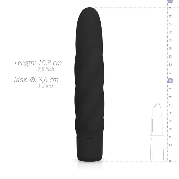 Easytoys - vibratorstav - spiralstruktur - silikon svart