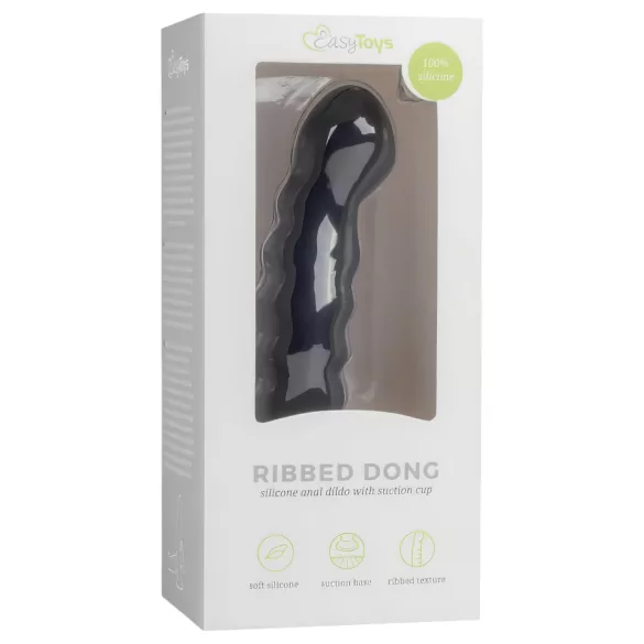 Easytoys - analdildo med sugkopp - ribbad - 14 cm - svart