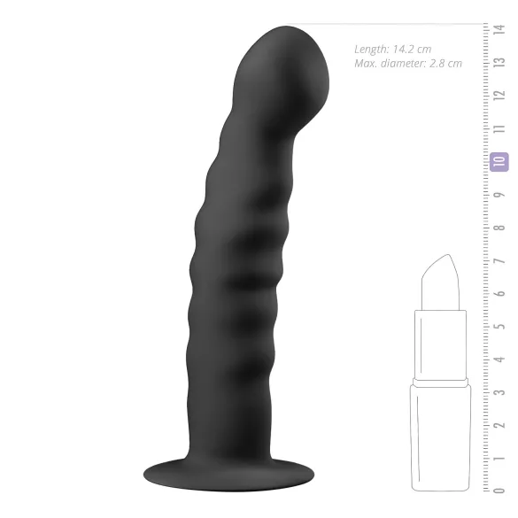 Easytoys - analdildo med sugkopp - ribbad - 14 cm - svart