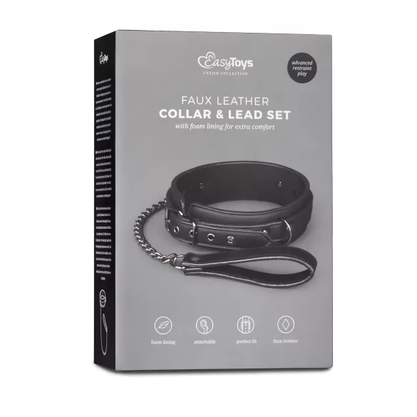 Easytoys - halsband med koppel - svart