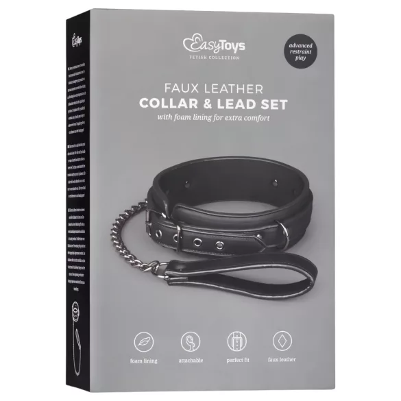 Easytoys - halsband med koppel - svart