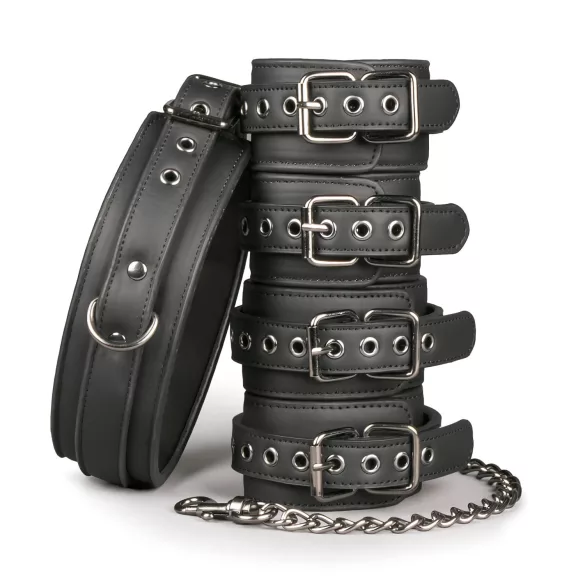 Easytoys - halsband hand- och fotbojor set - svart