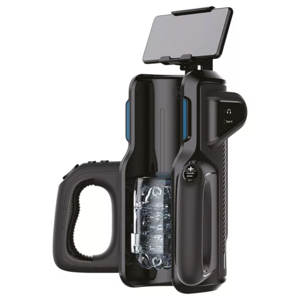 LETEN SM 500 - masturbator med upp-och-ner rörelse - telefonhållare - svart