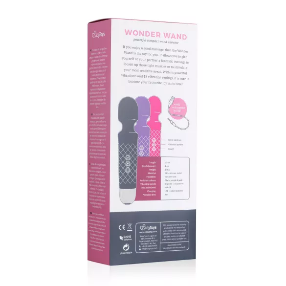 EasyToys - mini wand vibrator - uppladdningsbar massage lila
