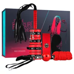   Secret Pleasure Chest - avancerat BDSM‑set - 10 delar (röd)
