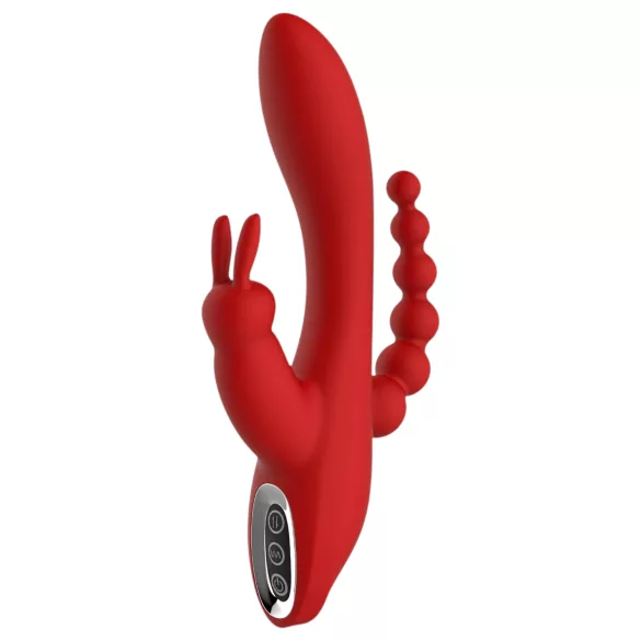 Red Revolution Hera - uppladdningsbar vattentät trippelvibrator - röd