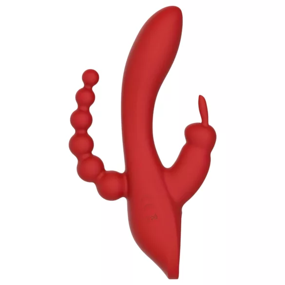 Red Revolution Hera - uppladdningsbar vattentät trippelvibrator - röd