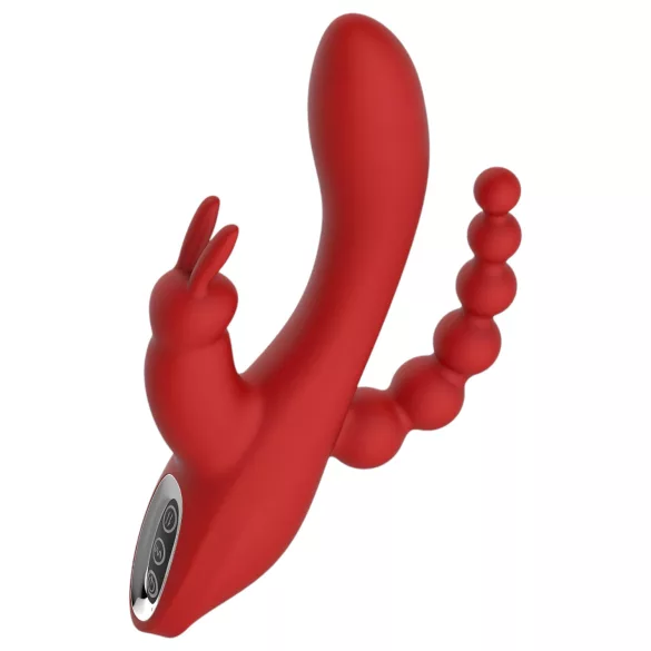 Red Revolution Hera - uppladdningsbar vattentät trippelvibrator - röd