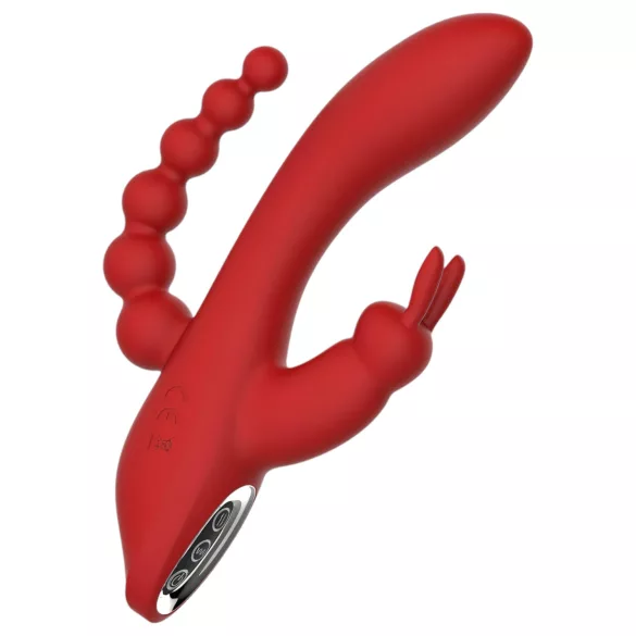 Red Revolution Hera - uppladdningsbar vattentät trippelvibrator - röd