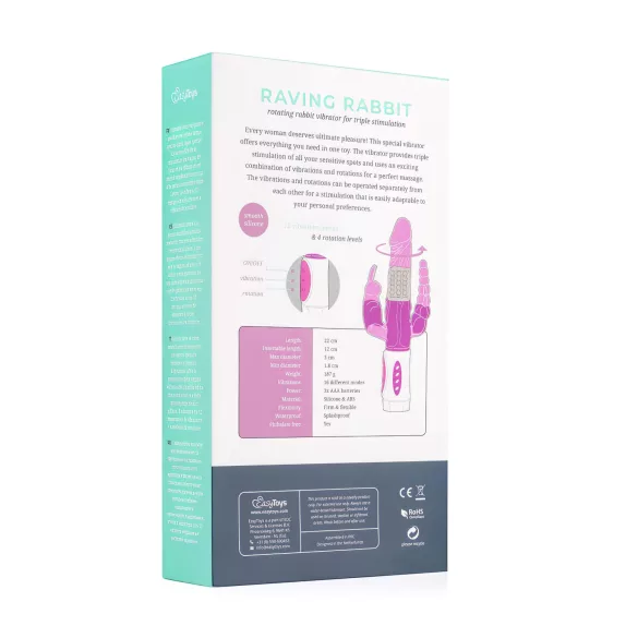 Easytoys Raving Rabbit - 3-armad vibrator (rosa)