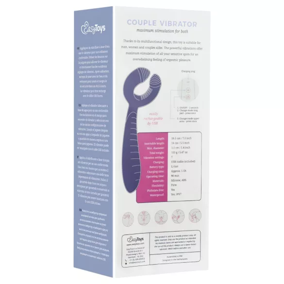 Easytoys Couple - parvibrator uppladdningsbar vattentät silikon lila