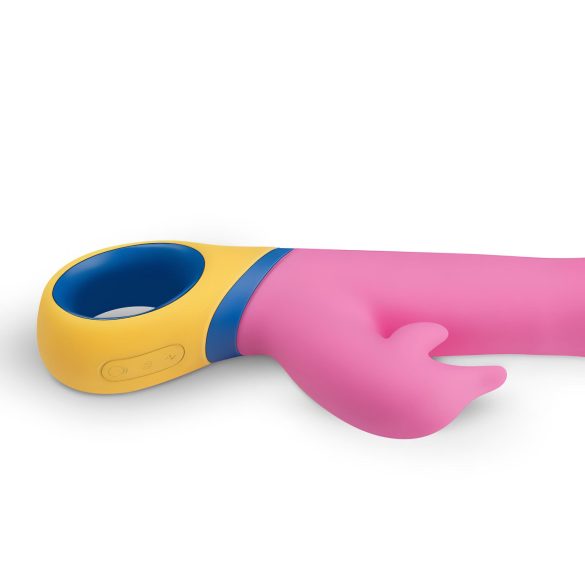 PMV20 - roterande rabbitvibrator med klitorisarm - silikon rosa