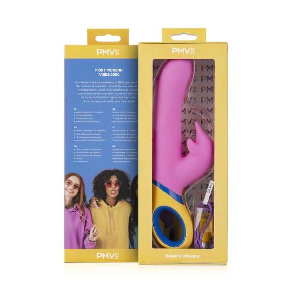 PMV20 - roterande rabbitvibrator med klitorisarm - silikon rosa