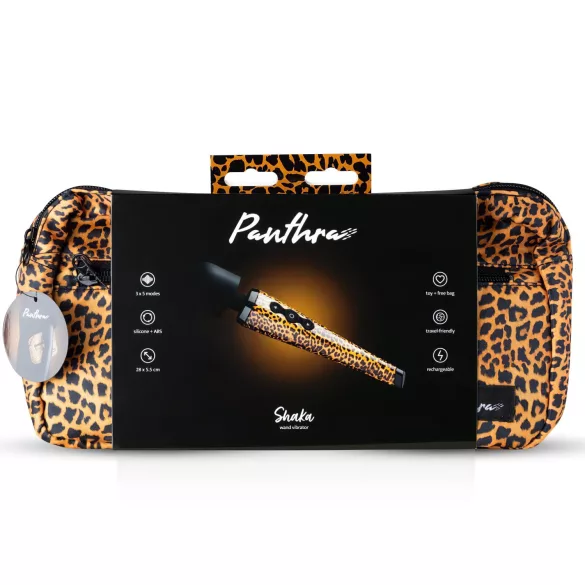 Panthra Shaka Wand - uppladdningsbar massagevibrator - leopard svart