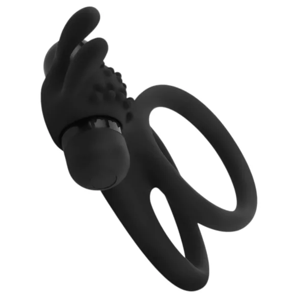 Easytoys - vibrerande penisring och pungring - silikon svart