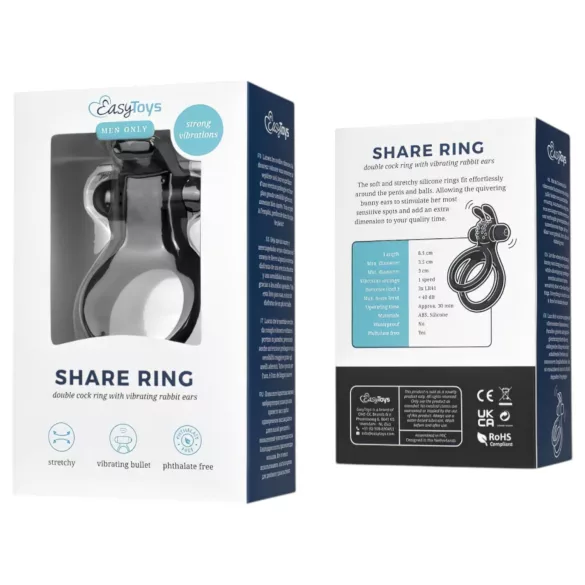 Easytoys - vibrerande penisring och pungring - silikon svart