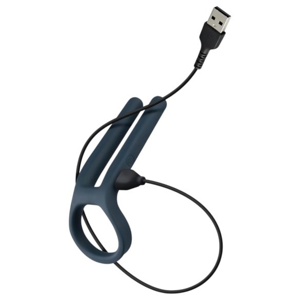 Boners - penisring och vibrator för pung - uppladdningsbar - blå