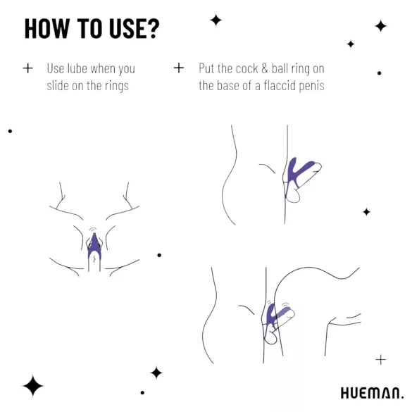 Hueman Infinity Ignite - vibratorisk penisring med kulor - lila