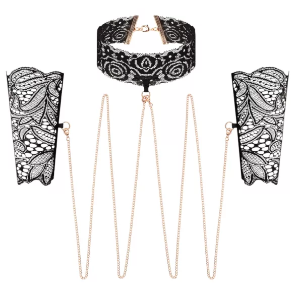 Rosy Gold - halsband och handledsbojor - svart