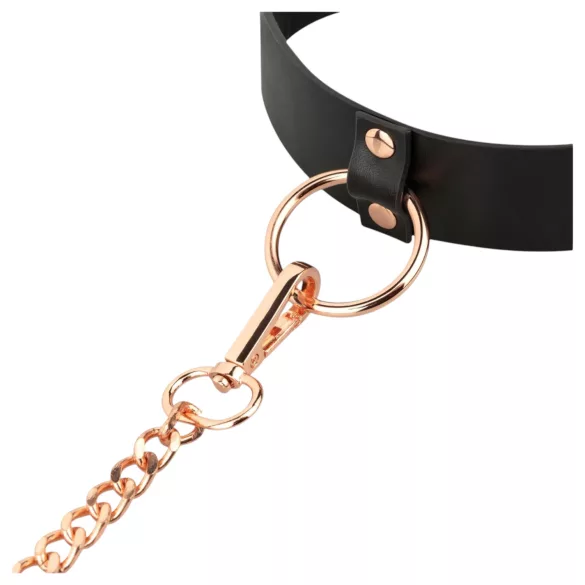 Rosy Gold - halsband och koppel - svart/roséguld