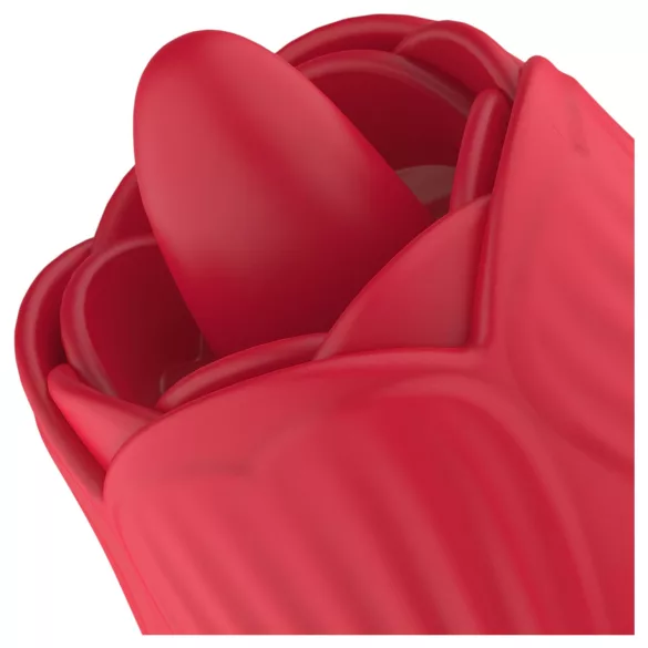 Teazers Rose - stötvibrator med tungformad klitorisstimulator (röd)