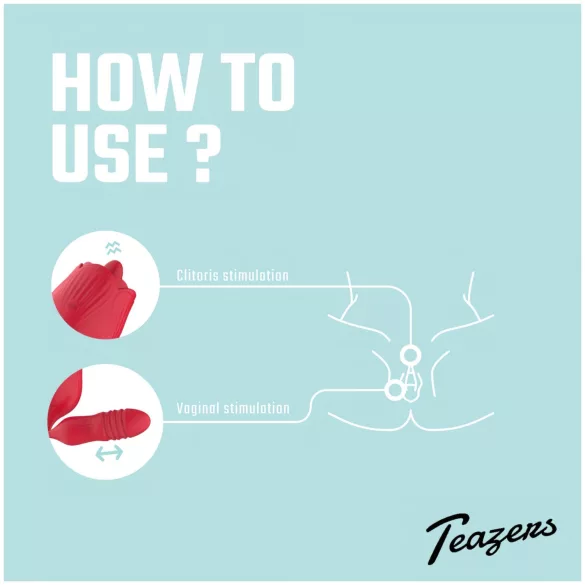 Teazers Rose - stötvibrator med tungformad klitorisstimulator (röd)