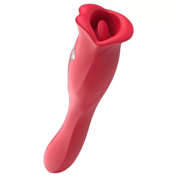 Teazers - dubbelsidig vibrator med tungformad klitorisstimulator (röd)