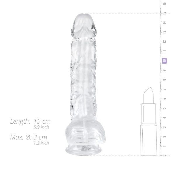 EasyToys - dildo med pung - 13,5 cm - transparent