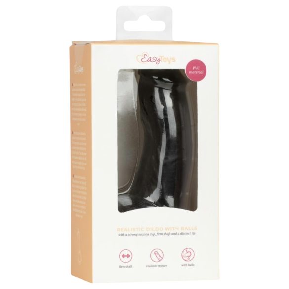 Easytoys - realistisk dildo med pung - 12 cm - svart