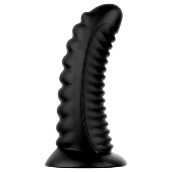 BUTTR Double Ribbed - jättestor räfflad analplugg (svart) - 26 cm